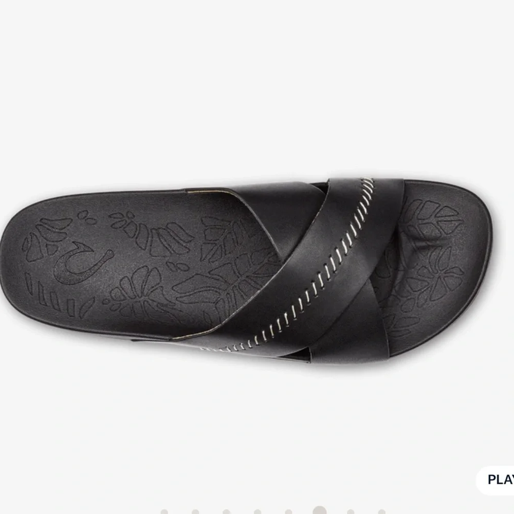 OluKai Women's Black Crisscross Slide Sandals